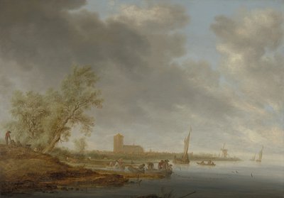 River Landscape with a View of Naarden by Salomon Ruysdael