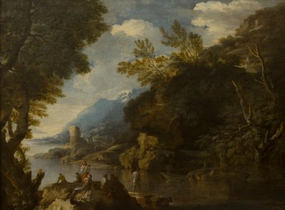 Landscape with Figures and Boats by Salvator (follower of) Rosa