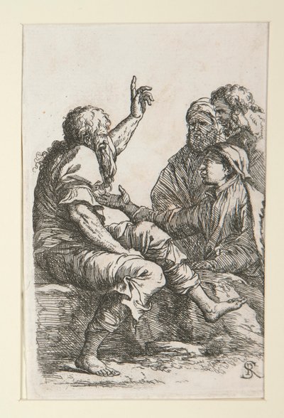 An Old Man Talking to Three Men by Salvator Rosa
