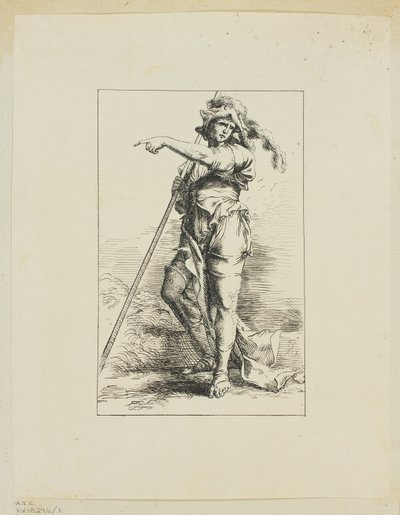 Figure with Staff Pointing by Salvator Rosa