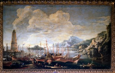 View of a port by Salvator Rosa