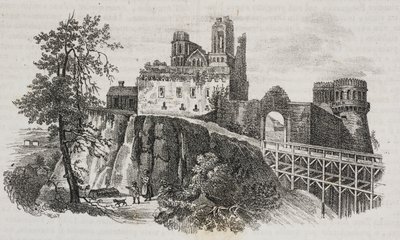Ostroh Castle, Ukraine. Lithograph by Salvatore Puglia from Poliorama Pittoresco by Salvatore Puglia