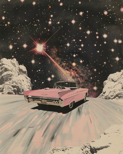 Pink Convertible Cosmic Drive by Samantha Hearn