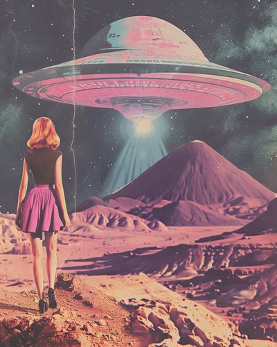 Pink UFO Alien World by Samantha Hearn