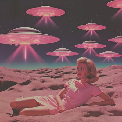 Retro Pink UFO Dream by Samantha Hearn