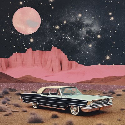 Vintage Car Pink Desert by Samantha Hearn