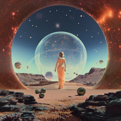 Woman Faces Cosmic Gateway by Samantha Hearn