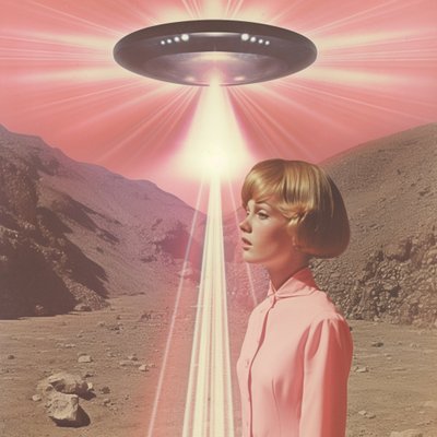 Woman Under UFO Beam by Samantha Hearn