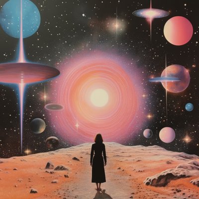 Woman in Cosmic Landscape by Samantha Hearn