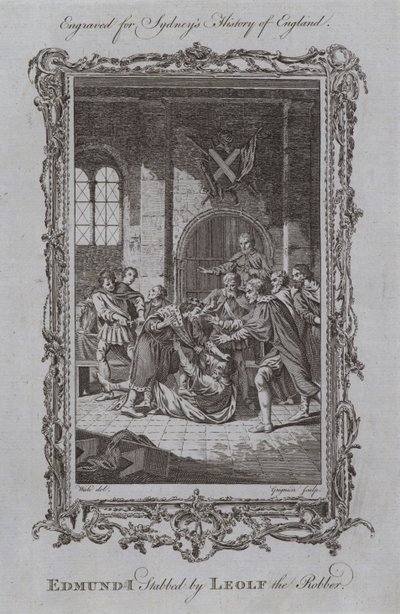 Edmund I Stabbed by Leolf the Robber by Samuel (after) Wale