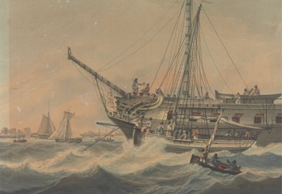 Man-of-War and Shipping off the Coast by Samuel Atkins