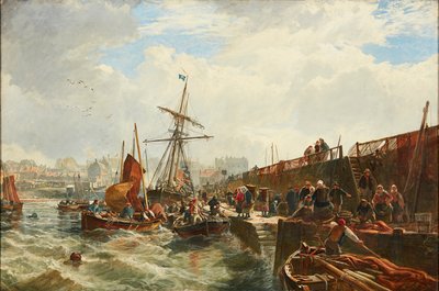 Unloading the Catch, Newhaven by Samuel Bough