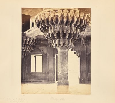Fatehpur Sikri; Remarkable Pillar in the Centre of the Diwan-i-Khas, or Hall of Audience by Samuel Bourne