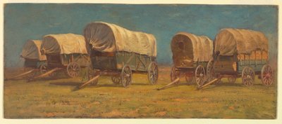 Study, Covered Wagons, possibly 1871 by Samuel Colman