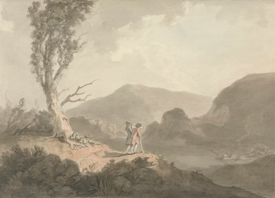 Two Men with Telescope Looking Across A River by Samuel Davis
