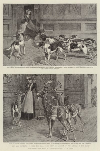 You are requested to keep the Hall Doors shut on Account of the Animals in the Park by Samuel Edmund (after) Waller