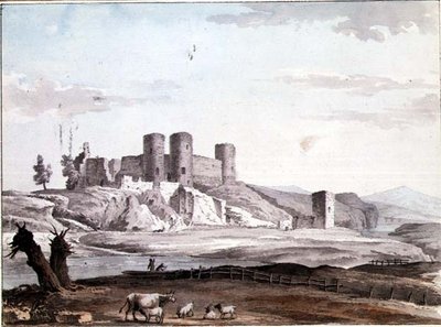 Rhuddlan Castle from the Bridge by Samuel Hieronymous Grimm