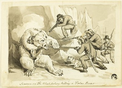 Seamen on the Whale Fishery Killing a Polar Bear (recto); Shell (verso) by Samuel Howett