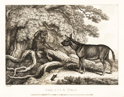 A Monkey and a Donkey Moan Until a Mole Silences Them by Samuel Howitt