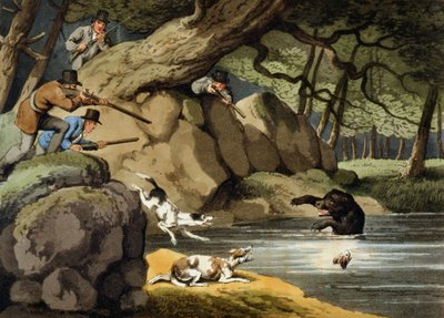 North America Bear Hunt, engraved by Matthew Dubourg, published by Edward Orme by Samuel Howitt