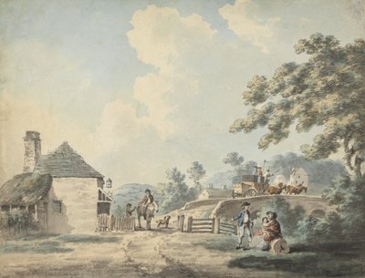 The Toll-house with a Coach Crossing the Bridge by Samuel Howitt