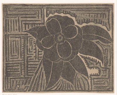 Camelia (Black; Surrounded by a Maze-like Pattern) by Samuel Jessurun de Mesquita