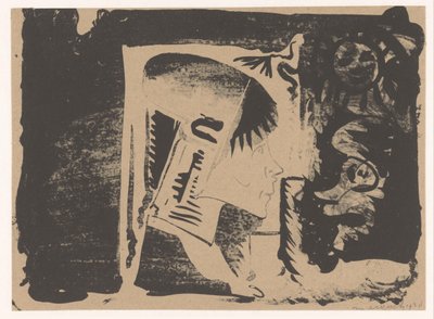 Fantasy: Profile Head to the Right in a White Rectangle, Surrounded by Black by Samuel Jessurun de Mesquita
