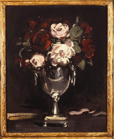 Red and White Roses in a Silver Urn by Samuel John Peploe