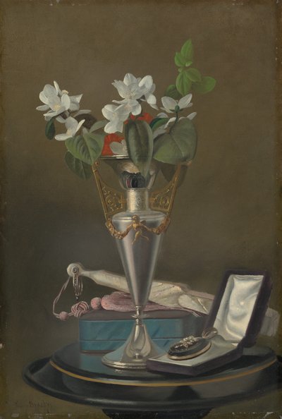 Still Life with Fan and Pendant, c.1865-1875 by Samuel Marsden Brookes