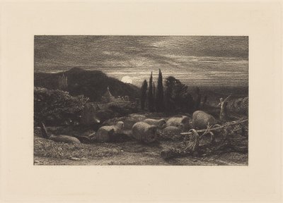 The Rising Moon, or An English Pastoral by Samuel Palmer