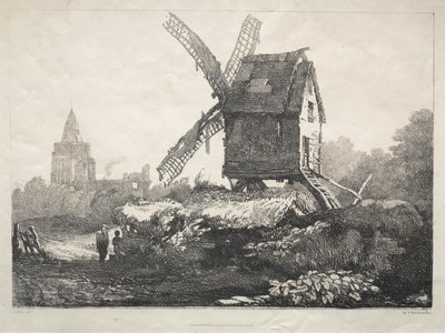 At Crowland, Windmill by Samuel Prout