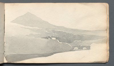 Sketchbook: Mountainous Landscape with Bridge, 1814 by Samuel Prout
