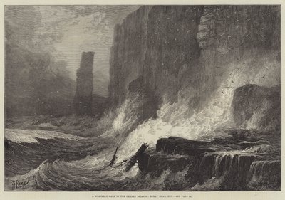 A Westerly Gale in the Orkney Islands, Roray Head, Hoy by Samuel Read