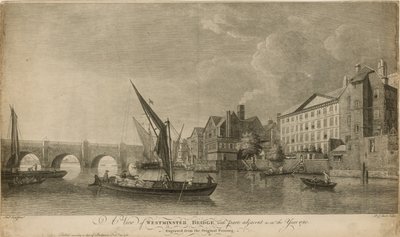 A view of Westminster Bridge with parts adjacent as in the year 1760 by Samuel Scott