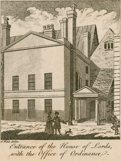 Entrance of the House of Lords with the Office of Ordinance, Westminster by Samuel Wale