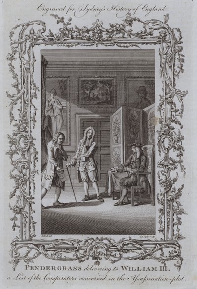 Pendergrass delivering to William III a List of the Conspirators concerned in the Assassination-plot by Samuel Wale