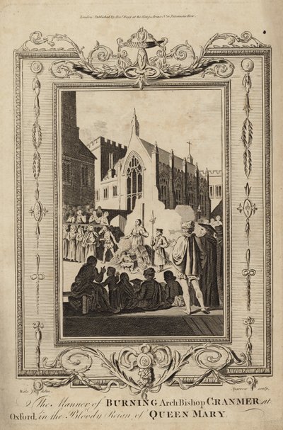 The manner of burning Archbishop Cranmer at Oxford by Samuel Wale