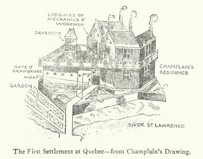 The first French settlement at Quebec, early 17th Century by Samuel de Champlain