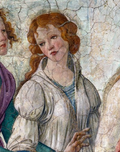Venus and the Graces offering presents to a young girl (detail). Fresco of Villa Lemmi. Painting by Sandro Botticelli by Sandro Botticelli