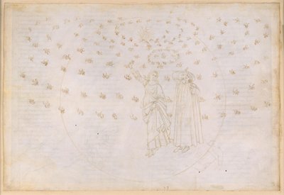 The Divine Comedy, Paradiso XXIII. Eighth Sphere (Fixed Stars): Vision of the Triumph of Christ; Dante Sees Beatrice in Her True Form; The Marian Circle and the Twelve Apostles by Sandro Botticelli