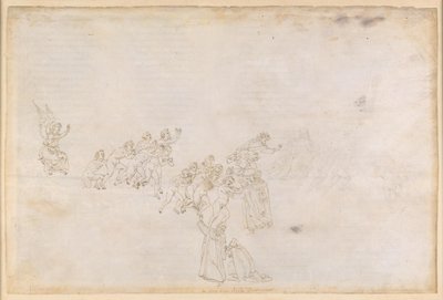 The Divine Comedy, Purgatorio II. Ante-Purgatory, Island Ring: Arrival of the Souls; Conversation with Casella by Sandro Botticelli