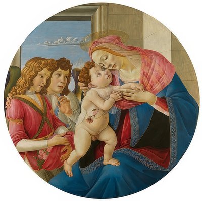 Madonna with Child and Two Angels by Sandro Botticelli
