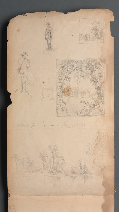 Sketchbook, page 01: Self Portraits with Vignettes by Sanford Robinson Gifford