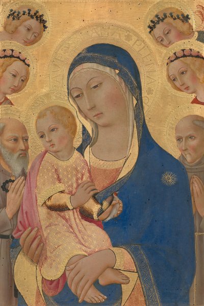 Madonna and Child with Saint Jerome, Saint Bernardino, and Angels by Sano di Pietro
