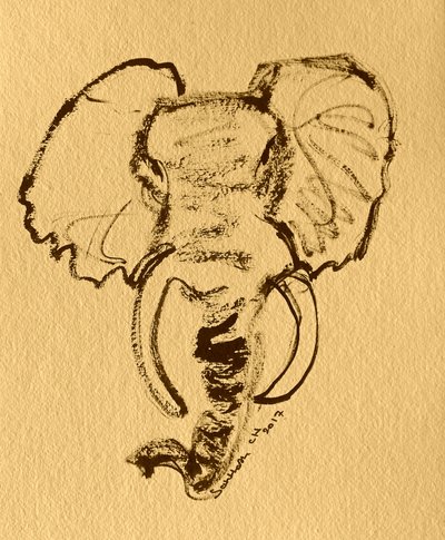 African Elephant Sketch by Santhosh ch