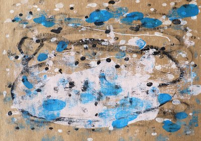 Blue White Abstract Splatters by Santhosh ch