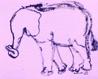 Curious Elephant Drawing by Santhosh ch