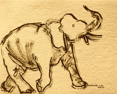 Expressive Elephant Sketch by Santhosh ch