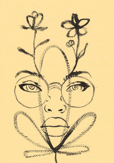 Floral Face Drawing by Santhosh ch