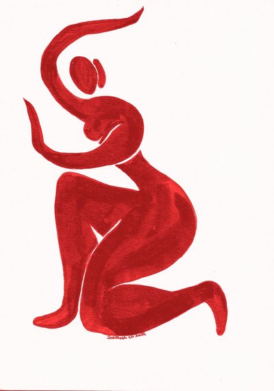 Flowing Red Nude by Santhosh ch